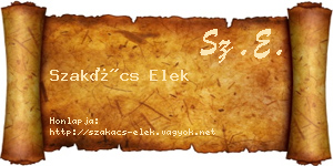 Szakács Elek névjegykártya